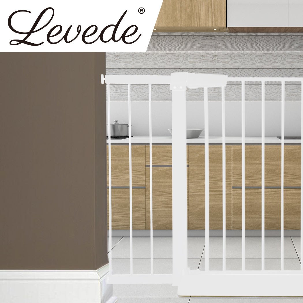Adjustable Baby and Pet Safety Gate with 20cm Extension - White - Rivercity House & Home Co. (ABN 18 642 972 209) - Affordable Modern Furniture Australia