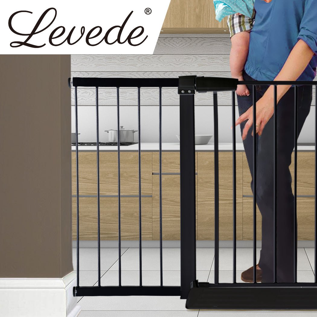 Adjustable Baby and Pet Safety Gate with 45cm Extension - Black - Rivercity House & Home Co. (ABN 18 642 972 209) - Affordable Modern Furniture Australia