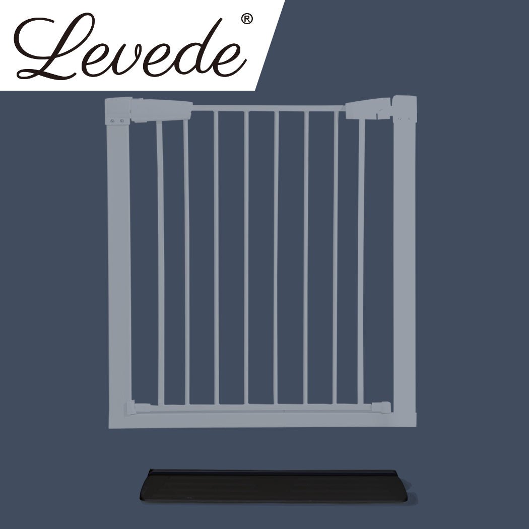 Adjustable Baby and Pet Safety Gate with Support Ramp - Black - Rivercity House & Home Co. (ABN 18 642 972 209) - Affordable Modern Furniture Australia