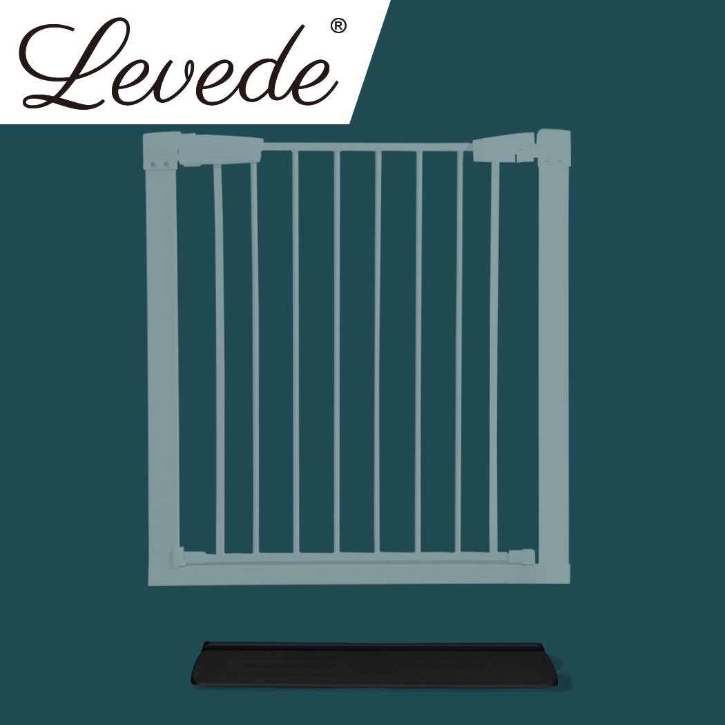 Adjustable Baby and Pet Safety Gate with Support Ramp - Black - Rivercity House & Home Co. (ABN 18 642 972 209) - Affordable Modern Furniture Australia