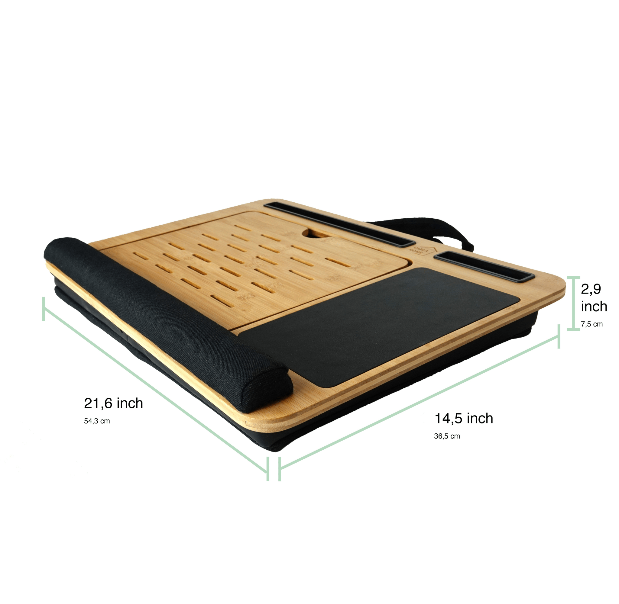Adjustable Bamboo Laptop Lap Desk with Cushion and Handles for Office and Home - Natural - Electronics > Computer Accessories > Laptop Stands - Rivercity House & Home Co. (ABN 18 642 972 209) - Affordable Modern Furniture Australia