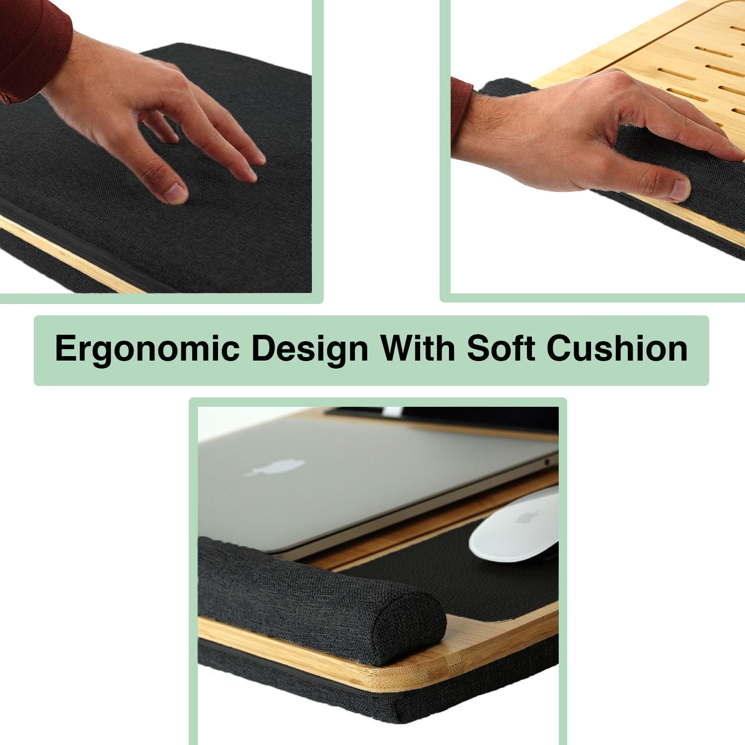 Adjustable Bamboo Laptop Lap Desk with Cushion and Handles for Office and Home - Natural - Electronics > Computer Accessories > Laptop Stands - Rivercity House & Home Co. (ABN 18 642 972 209) - Affordable Modern Furniture Australia