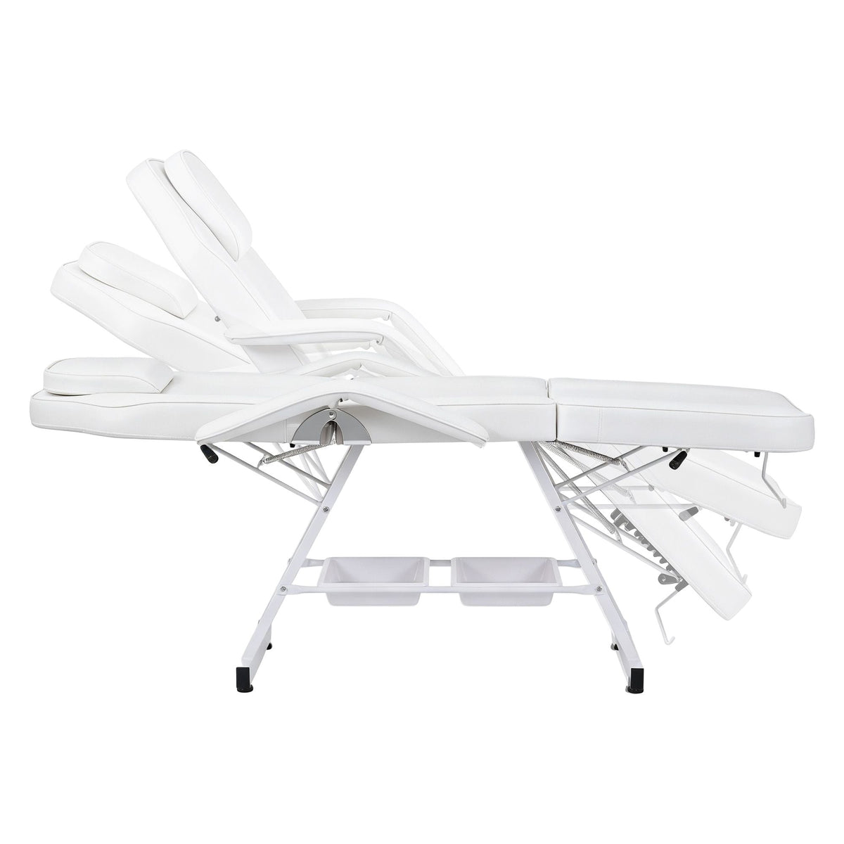 Adjustable Beauty Bed with Stool for Facial, Massage, Tattoo and Salon Services - White - Health & Beauty > Massage & Relaxation > Massage Tables - Rivercity House & Home Co. (ABN 18 642 972 209) - Affordable Modern Furniture Australia