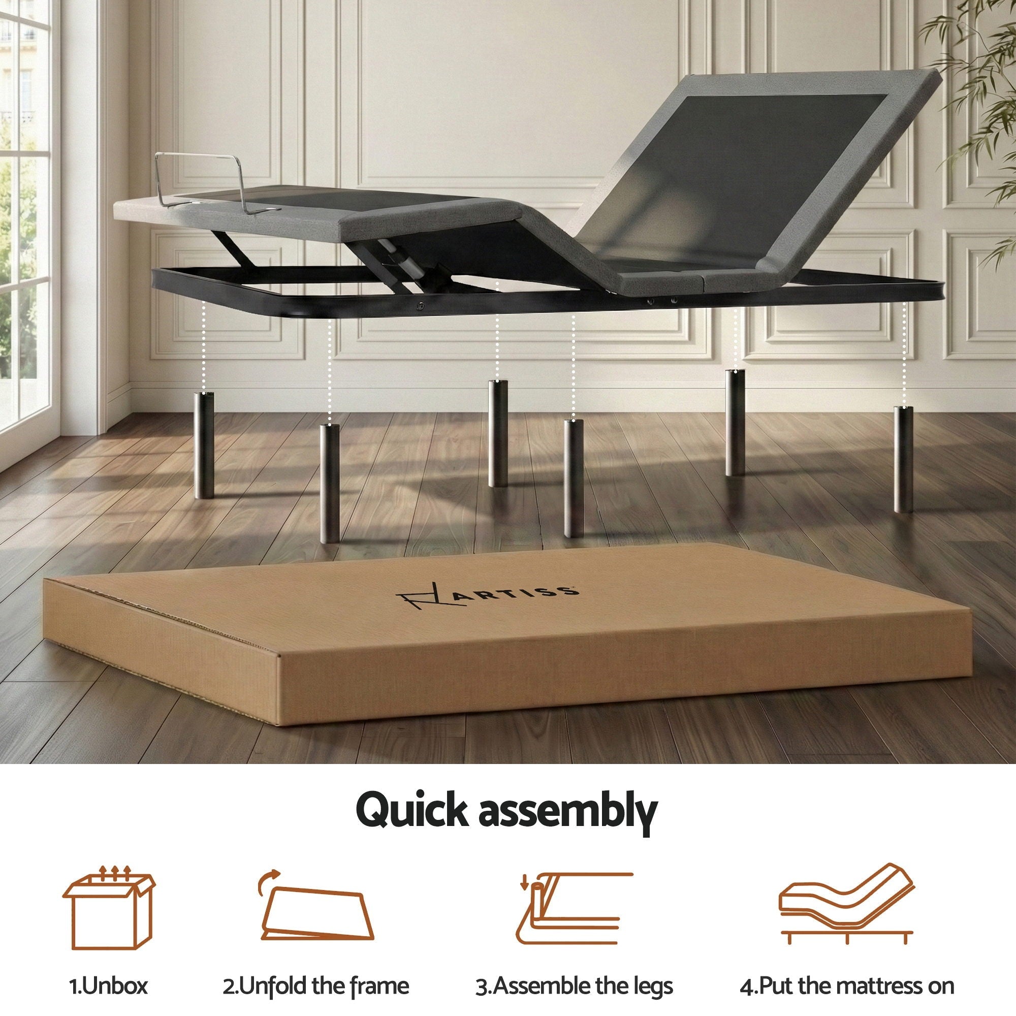 Adjustable Bed Frame Double Size Electric Bed Base Wireless Remote Control Zero Gravity Power Bed Foundation - Furniture > Bedroom > Beds & Bed Frames - Rivercity House & Home Co. (ABN 18 642 972 209) - Affordable Modern Furniture Australia