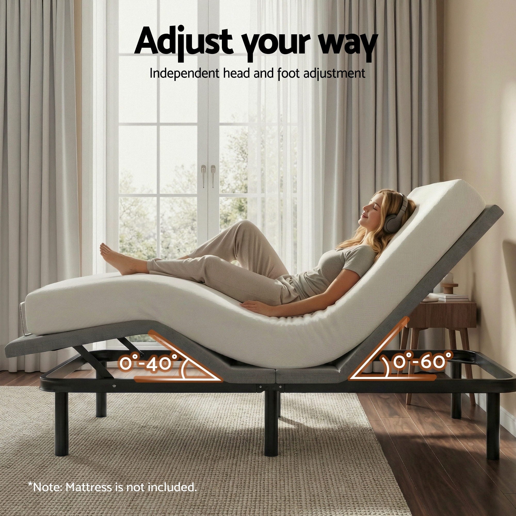 Adjustable Bed Frame Double Size Electric Bed Base Wireless Remote Control Zero Gravity Power Bed Foundation - Furniture > Bedroom > Beds & Bed Frames - Rivercity House & Home Co. (ABN 18 642 972 209) - Affordable Modern Furniture Australia