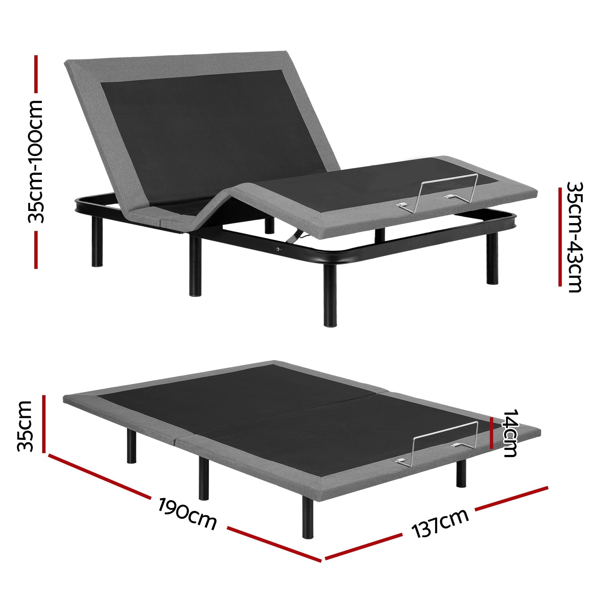 Adjustable Bed Frame Double Size Electric Bed Base Wireless Remote Control Zero Gravity Power Bed Foundation - Furniture > Bedroom > Beds & Bed Frames - Rivercity House & Home Co. (ABN 18 642 972 209) - Affordable Modern Furniture Australia