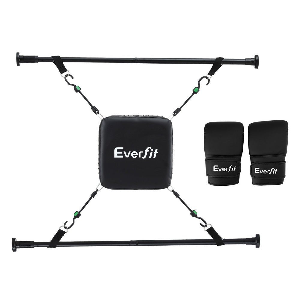 Adjustable Doorway Punching Bag with Boxing Gloves for Apartment Use - Black - Sports & Fitness > Exercise, Gym & Fitness > Boxing & Martial Arts - Rivercity House & Home Co. (ABN 18 642 972 209) - Affordable Modern Furniture Australia