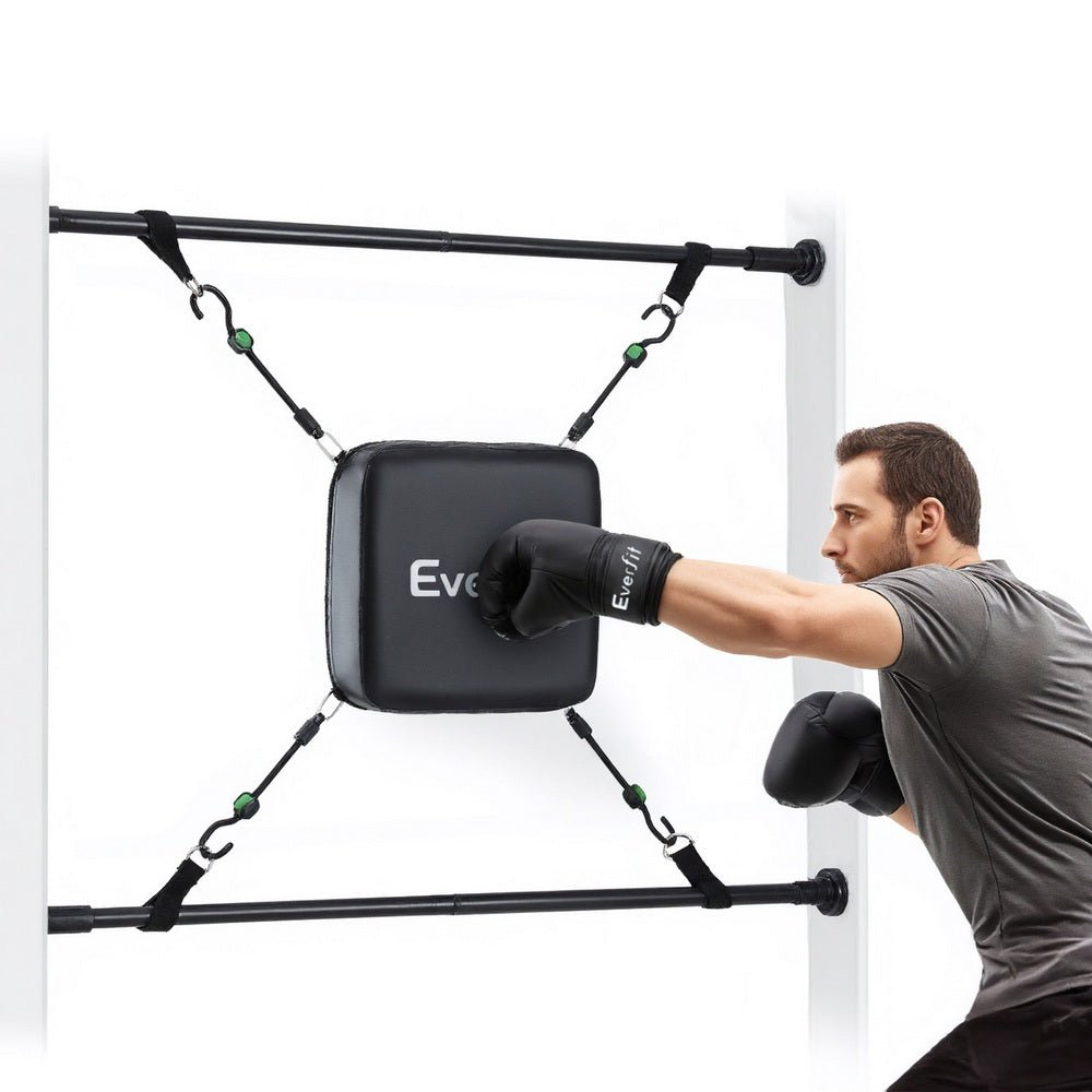 Adjustable Doorway Punching Bag with Boxing Gloves for Apartment Use - Black - Sports & Fitness > Exercise, Gym & Fitness > Boxing & Martial Arts - Rivercity House & Home Co. (ABN 18 642 972 209) - Affordable Modern Furniture Australia