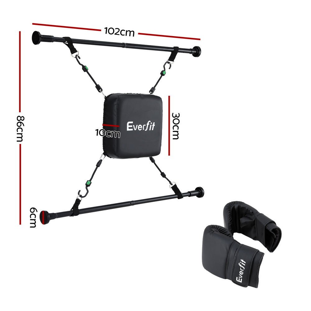 Adjustable Doorway Punching Bag with Boxing Gloves for Apartment Use - Black - Sports & Fitness > Exercise, Gym & Fitness > Boxing & Martial Arts - Rivercity House & Home Co. (ABN 18 642 972 209) - Affordable Modern Furniture Australia