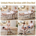 Adjustable Facial Massage Beauty Bed with Stool for Salon and Tattoo Services - Beige