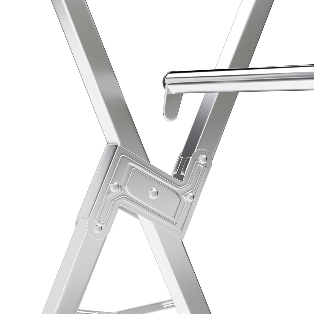 Adjustable Foldable Clothes Drying Airer 150 - 240cm with Windproof Hooks - Silver - Rivercity House & Home Co. (ABN 18 642 972 209) - Affordable Modern Furniture Australia