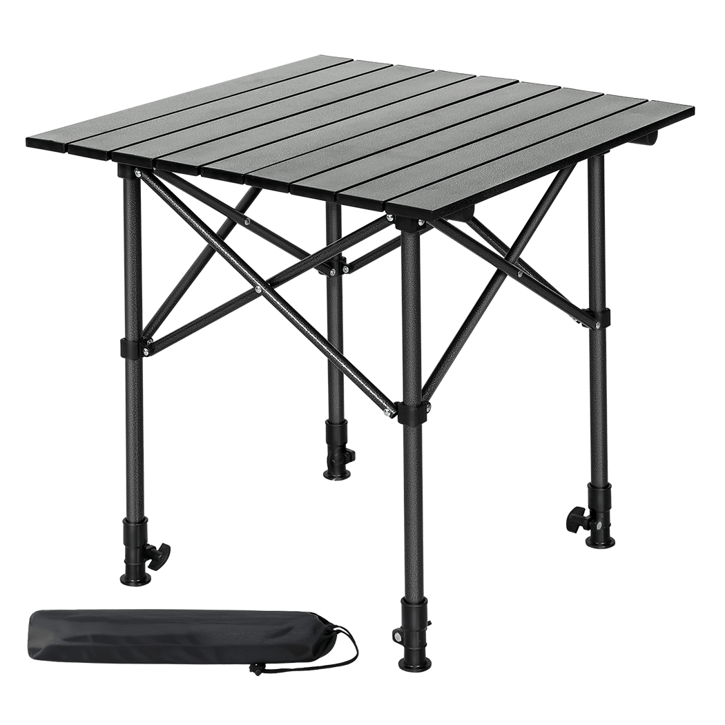 Adjustable Folding Aluminum Camping BBQ Table with Carry Bag - Black - Rivercity House & Home Co. (ABN 18 642 972 209) - Affordable Modern Furniture Australia