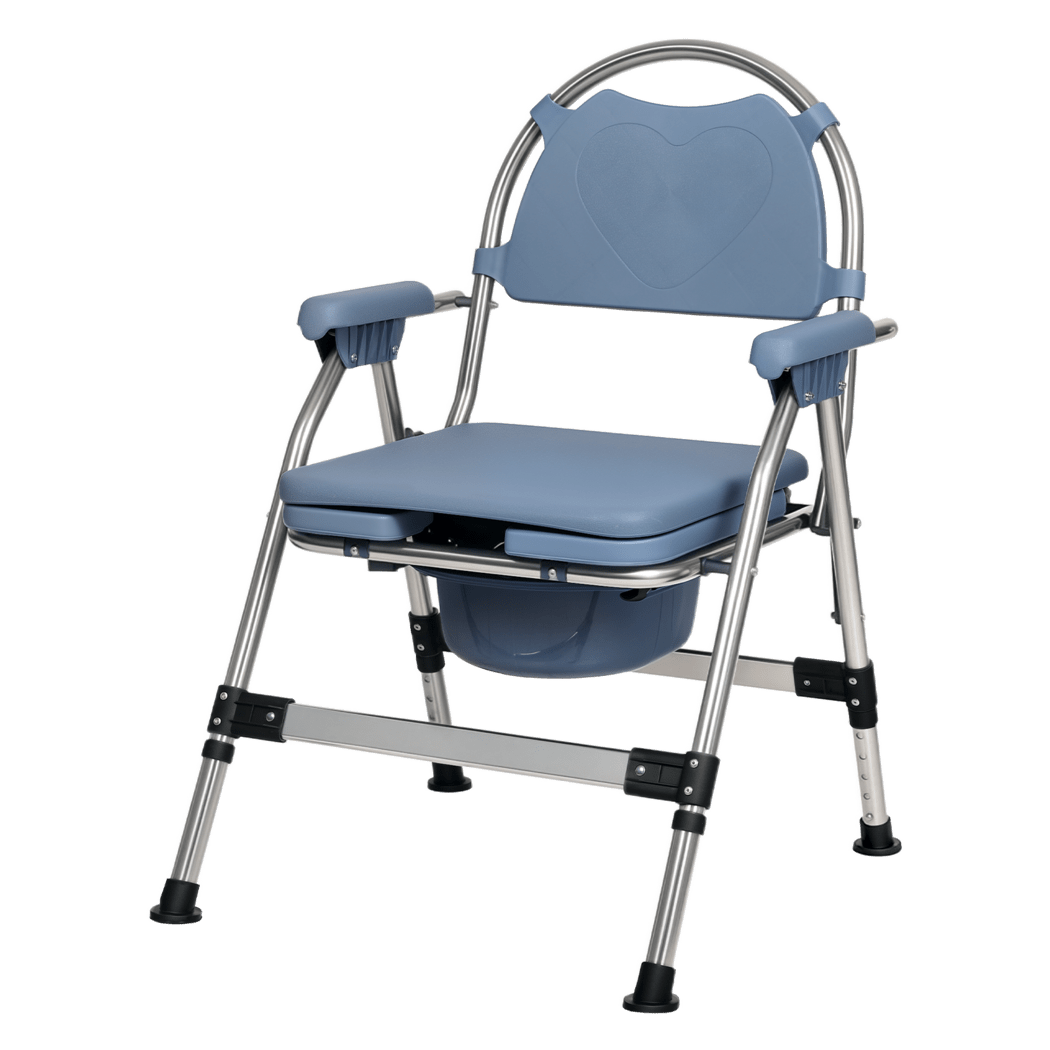 Adjustable Folding Commode Chair with Removable Bucket for Elderly, Pregnant & Disability Aid - Blue - Rivercity House & Home Co. (ABN 18 642 972 209) - Affordable Modern Furniture Australia