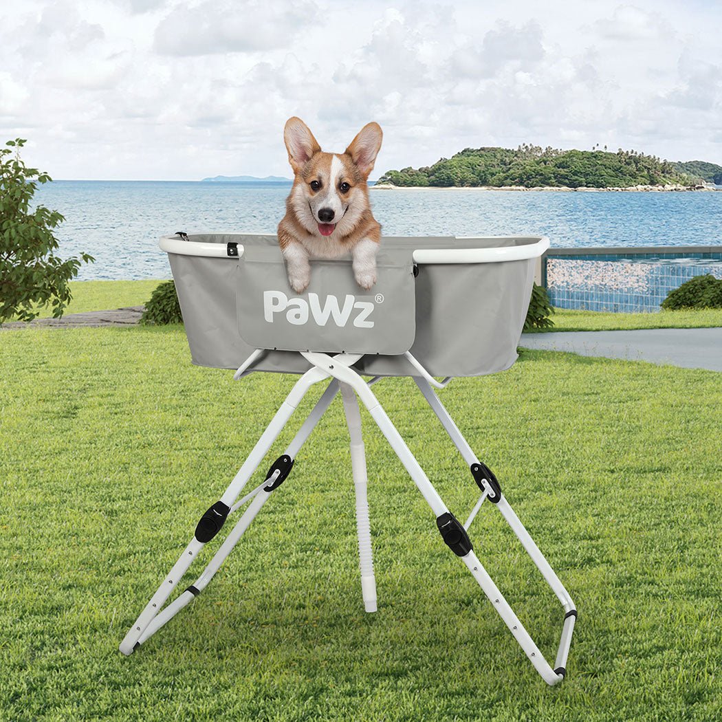 Adjustable Height Folding Pet Bathtub with Safety Harness - Grey - Rivercity House & Home Co. (ABN 18 642 972 209) - Affordable Modern Furniture Australia