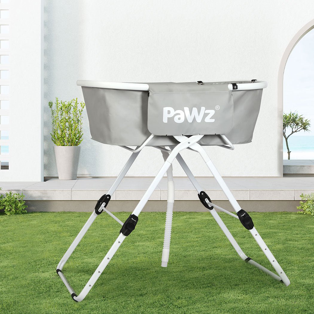 Adjustable Height Folding Pet Bathtub with Safety Harness - Grey - Rivercity House & Home Co. (ABN 18 642 972 209) - Affordable Modern Furniture Australia