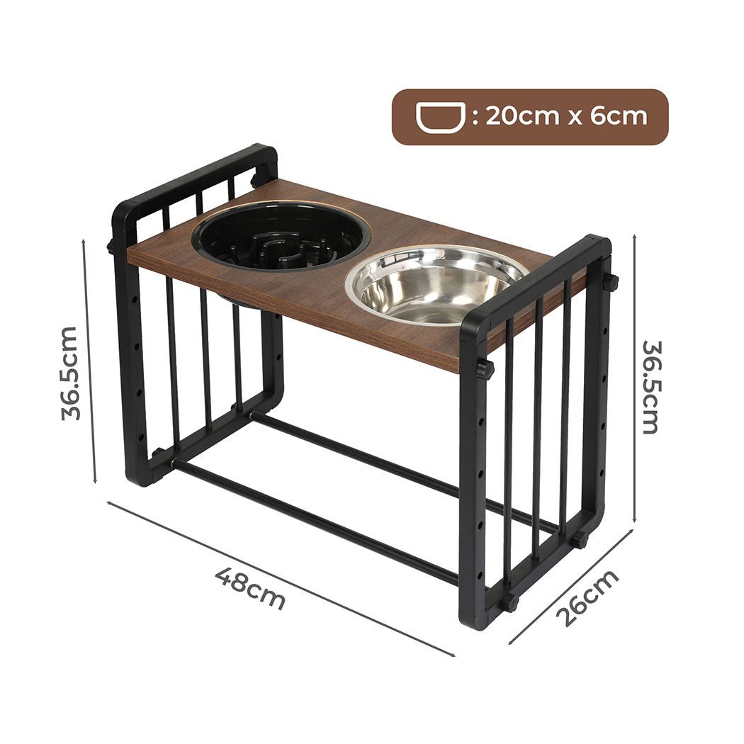 Adjustable Height Large Elevated Pet Feeder with Slow Feed Bowl - Black - Rivercity House & Home Co. (ABN 18 642 972 209) - Affordable Modern Furniture Australia