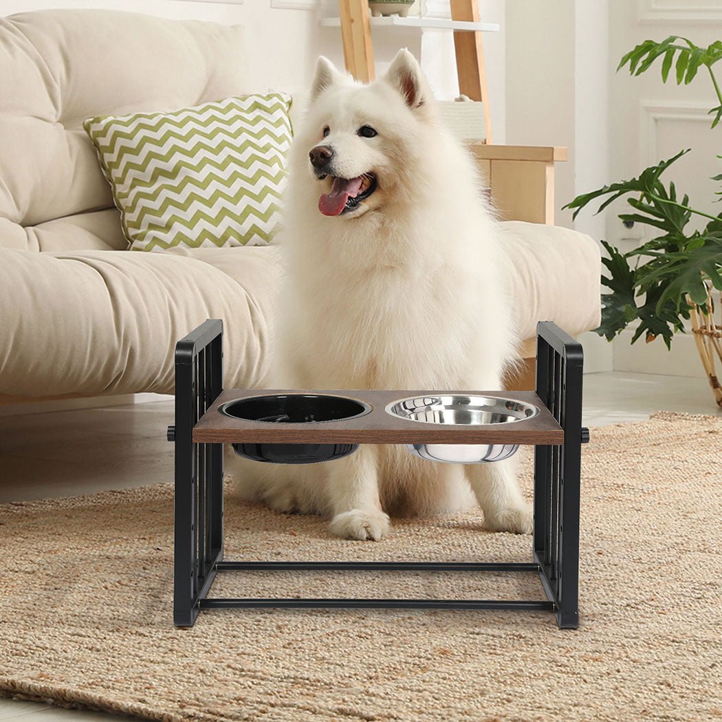 Adjustable Height Large Elevated Pet Feeder with Slow Feed Bowl - Black - Rivercity House & Home Co. (ABN 18 642 972 209) - Affordable Modern Furniture Australia