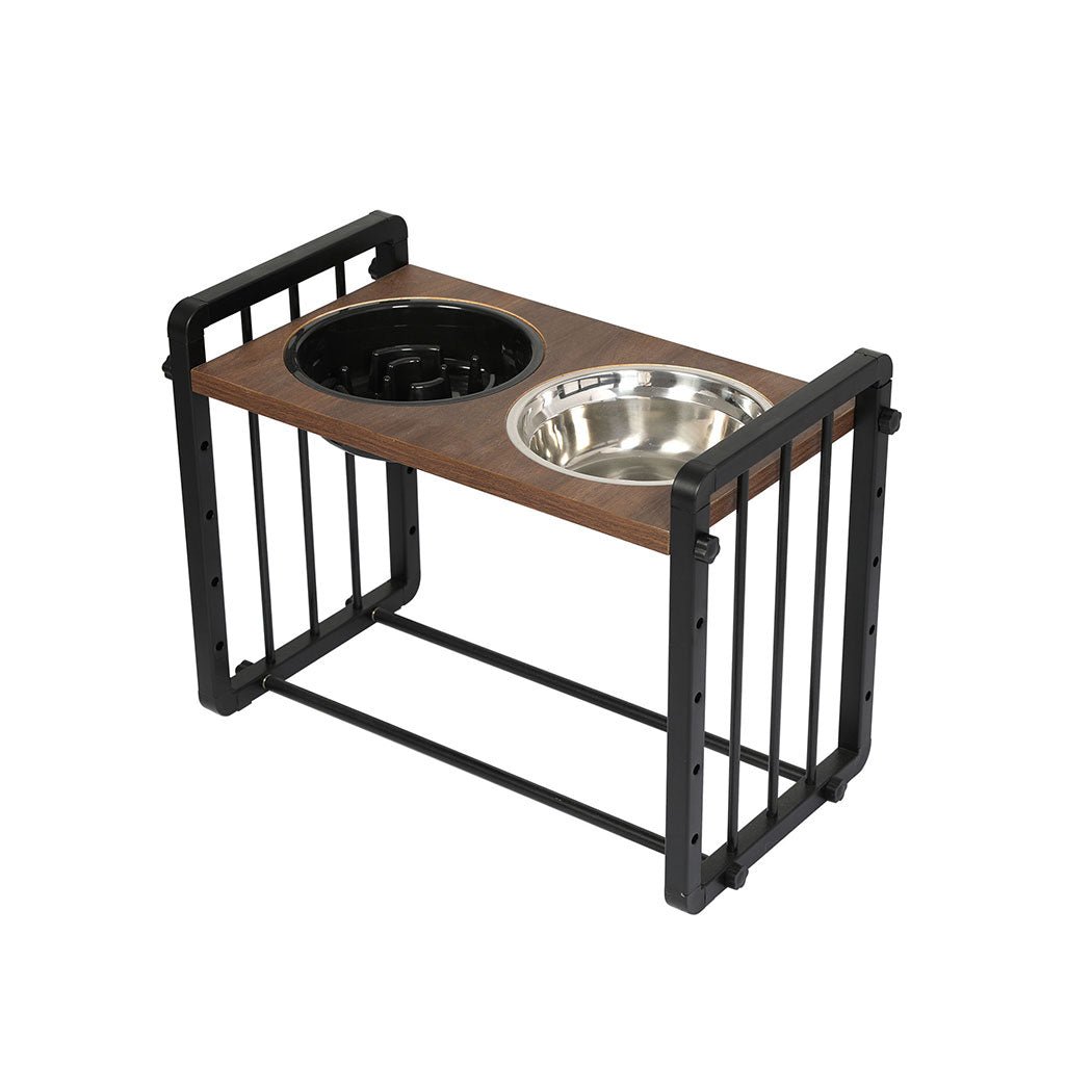 Adjustable Height Large Elevated Pet Feeder with Slow Feed Bowl - Black - Rivercity House & Home Co. (ABN 18 642 972 209) - Affordable Modern Furniture Australia