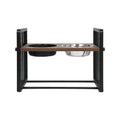 Adjustable Height Large Elevated Pet Feeder with Slow Feed Bowl - Black