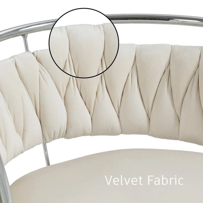 Adjustable Height Silver Metal Frame Velvet Upholstered Swivel Counter Stool Set of 2 - White - Furniture > Bar Stools & Chairs > Table & Bar Stools - Rivercity House & Home Co. (ABN 18 642 972 209) - Affordable Modern Furniture Australia
