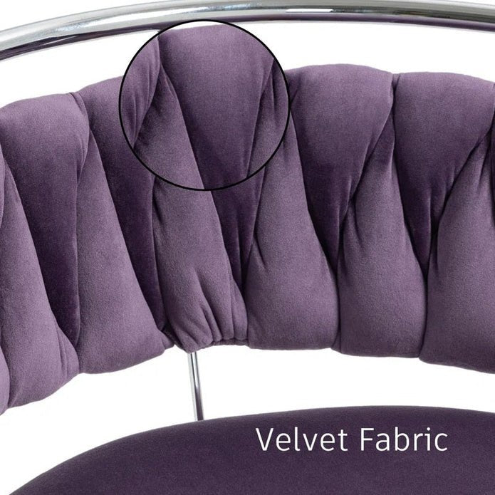 Adjustable Height Silver Metal Frame Velvet Upholstered Swivel Counter Stool with Footrest (Set of 2) - Violet - Furniture > Bar Stools & Chairs > Table & Bar Stools - Rivercity House & Home Co. (ABN 18 642 972 209) - Affordable Modern Furniture Australia