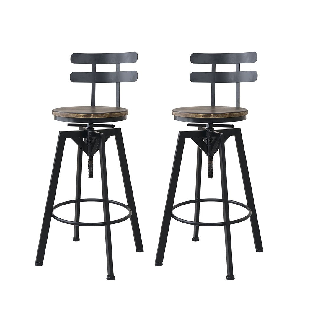 Adjustable Industrial Bar Stool with Swivel - Brown - Rivercity House & Home Co. (ABN 18 642 972 209) - Affordable Modern Furniture Australia