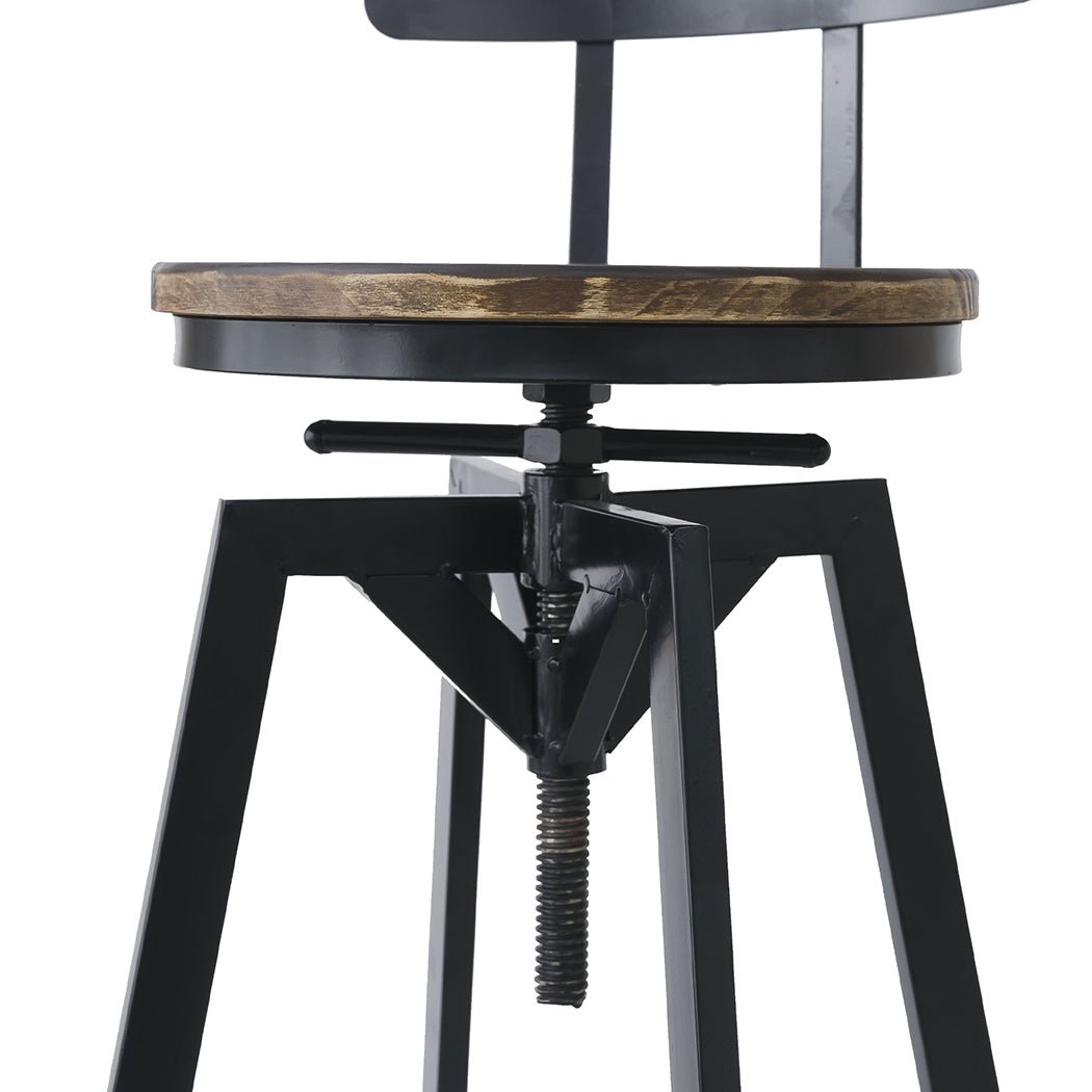 Adjustable Industrial Bar Stool with Swivel - Brown - Rivercity House & Home Co. (ABN 18 642 972 209) - Affordable Modern Furniture Australia