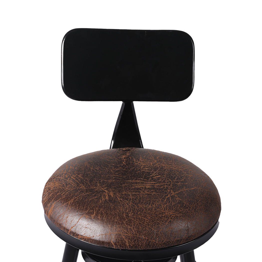 Adjustable Industrial Kitchen Bar Stool with PU Leather Seat - Brown - Rivercity House & Home Co. (ABN 18 642 972 209) - Affordable Modern Furniture Australia