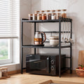 Adjustable Kitchen Microwave Stand 40-60cm x 78cm 2-Tier Metal Rack - Black
