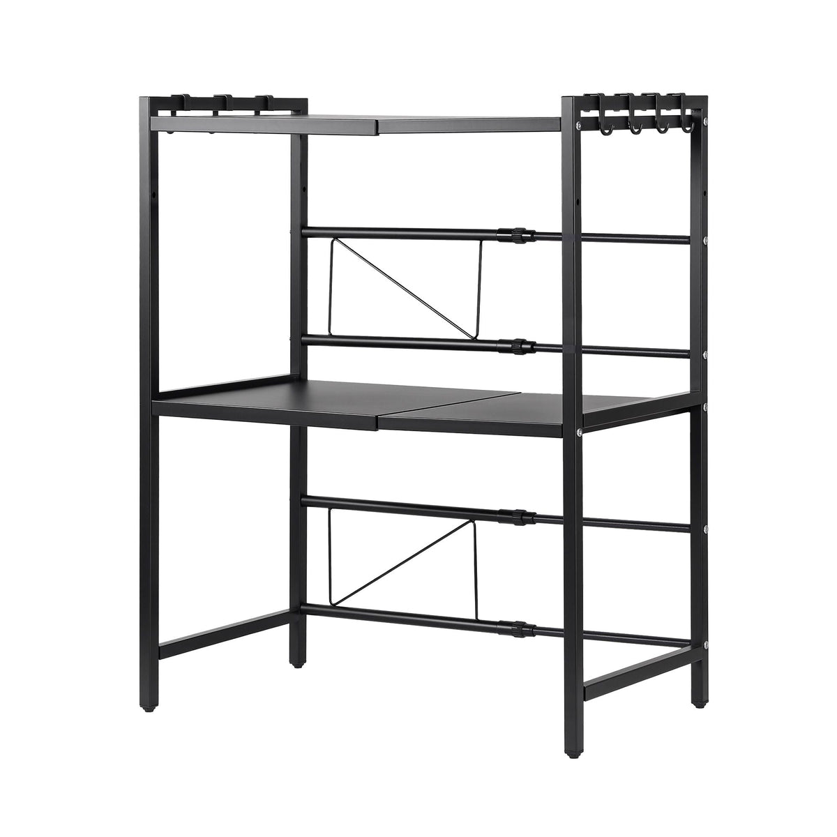 Adjustable Kitchen Microwave Stand 40-60cm x 78cm 2-Tier Metal Rack - Black - Home & Garden > Kitchenware > Kitchen Utensils - Rivercity House & Home Co. (ABN 18 642 972 209) - Affordable Modern Furniture Australia