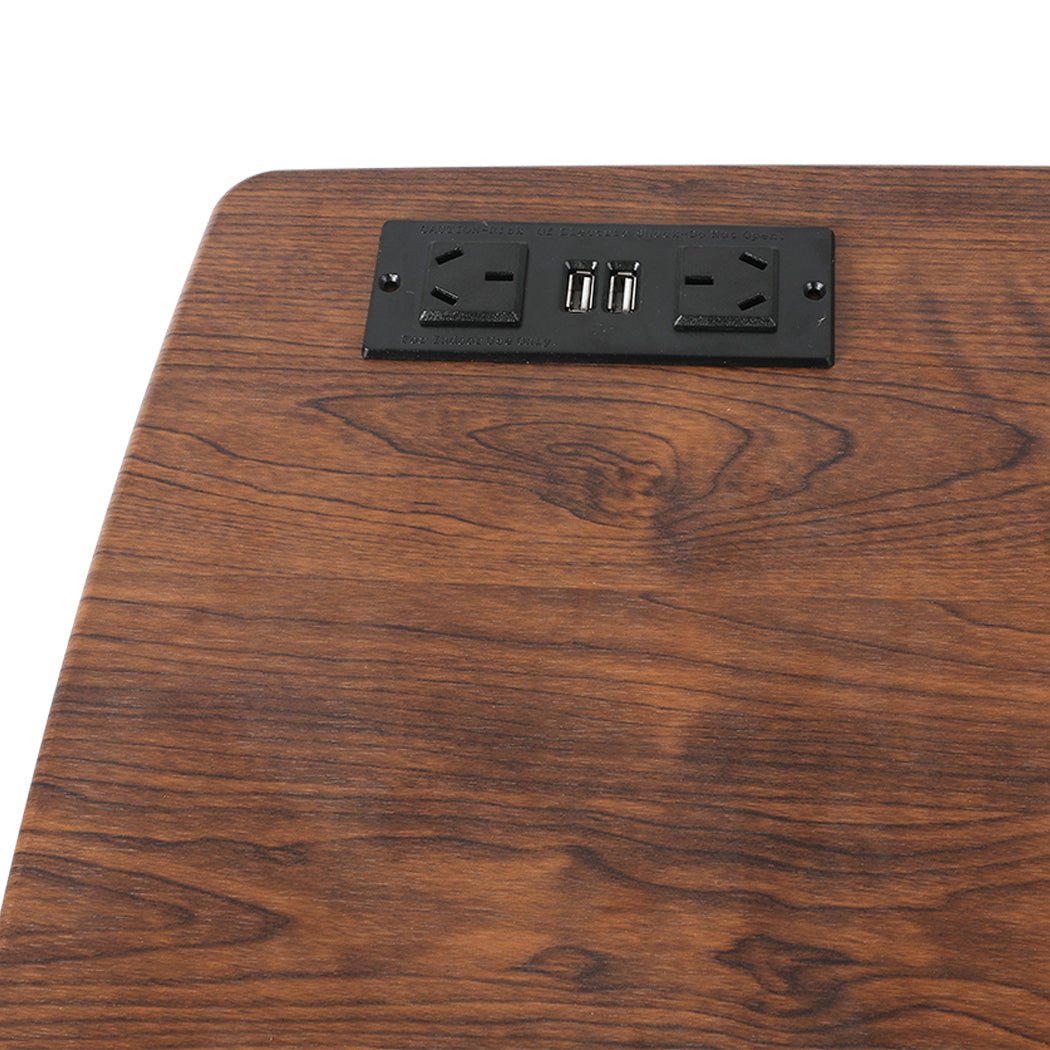 Adjustable Mobile Foldable Standing Desk with USB Charging and Wheels - Brown - Rivercity House & Home Co. (ABN 18 642 972 209) - Affordable Modern Furniture Australia