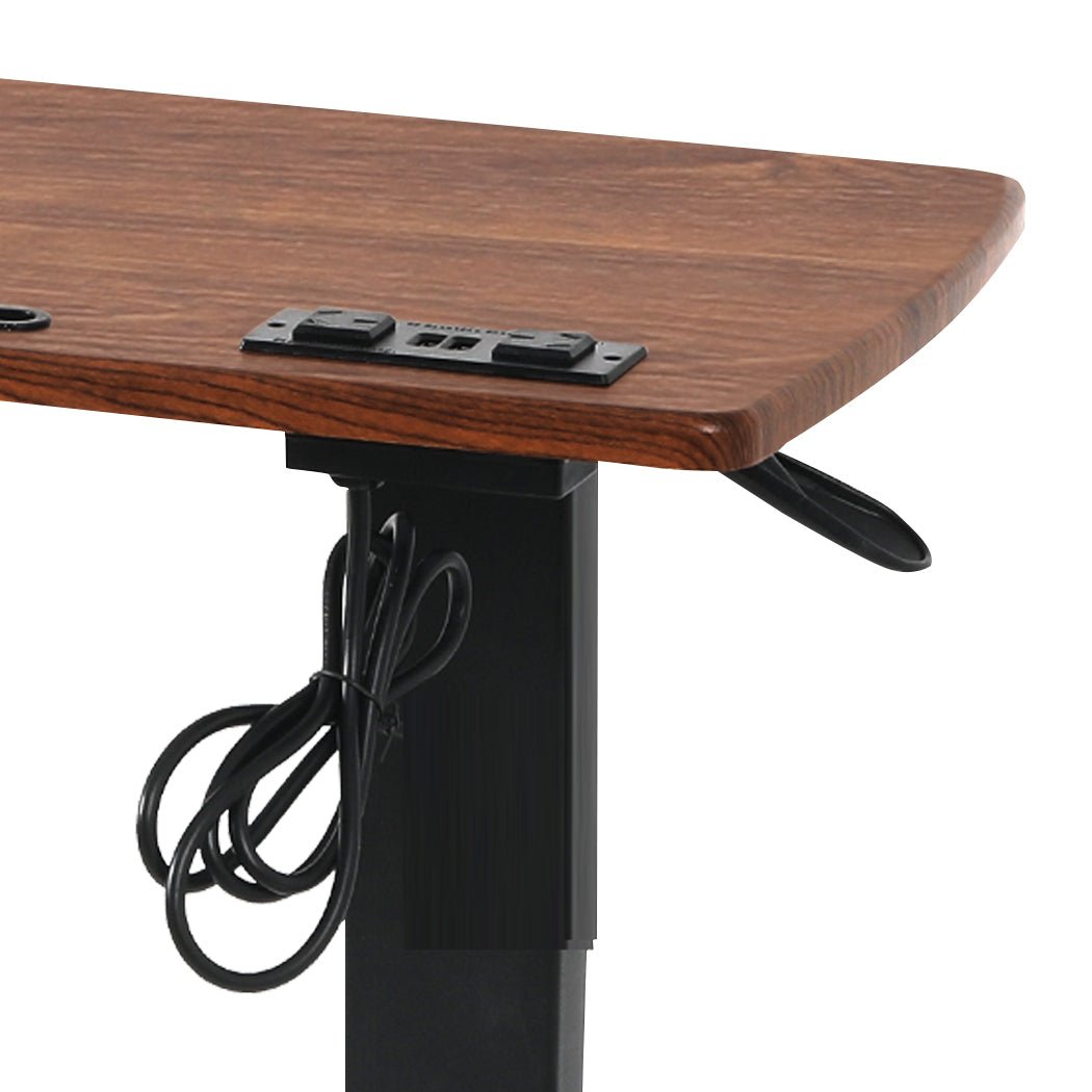 Adjustable Mobile Foldable Standing Desk with USB Charging and Wheels - Brown - Rivercity House & Home Co. (ABN 18 642 972 209) - Affordable Modern Furniture Australia