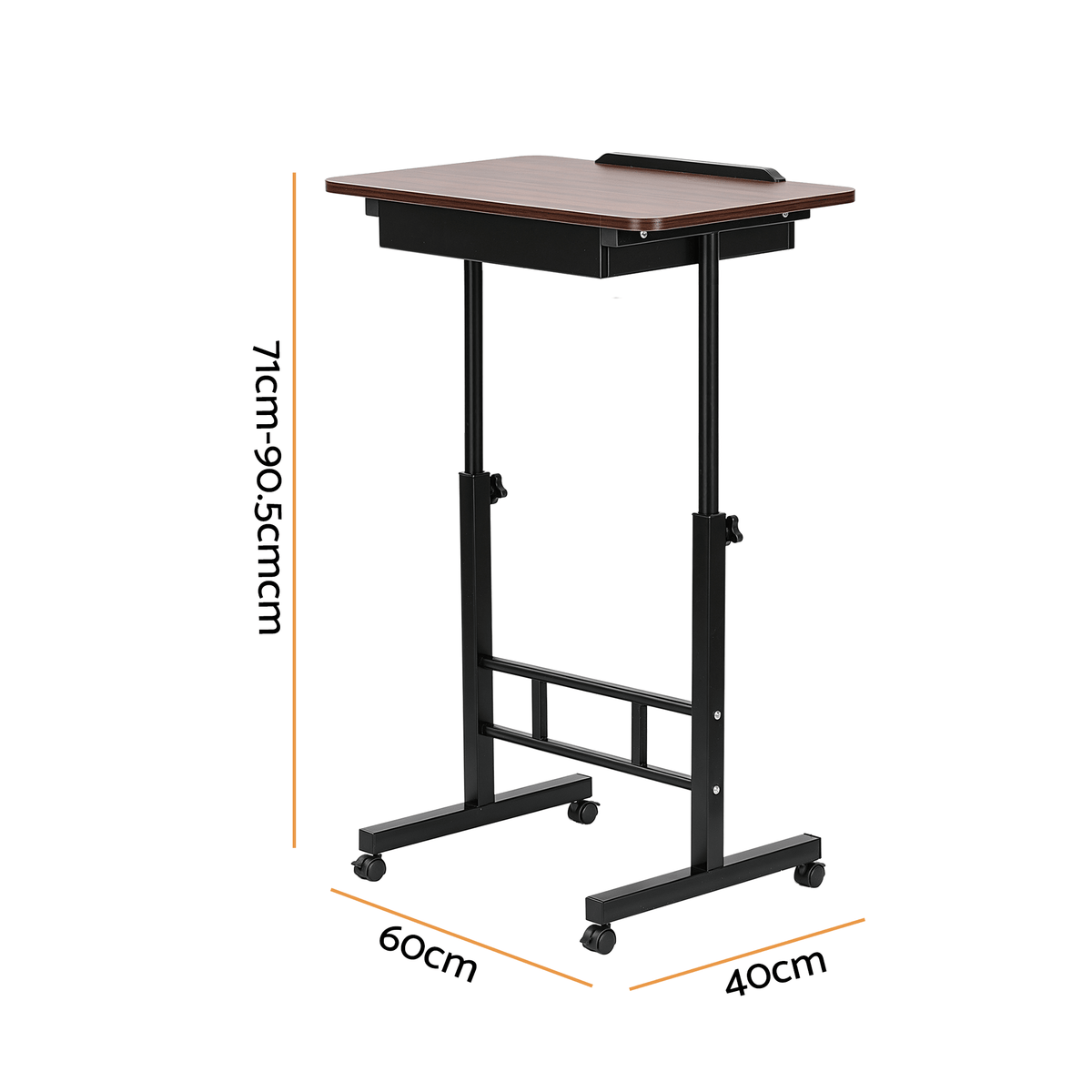 Adjustable Mobile Laptop Desk with Hidden Storage Bedside Table - Walnut - Furniture > Office > Desks - Rivercity House & Home Co. (ABN 18 642 972 209) - Affordable Modern Furniture Australia