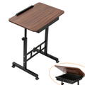 Adjustable Mobile Laptop Desk with Hidden Storage and Tilting Top - Walnut