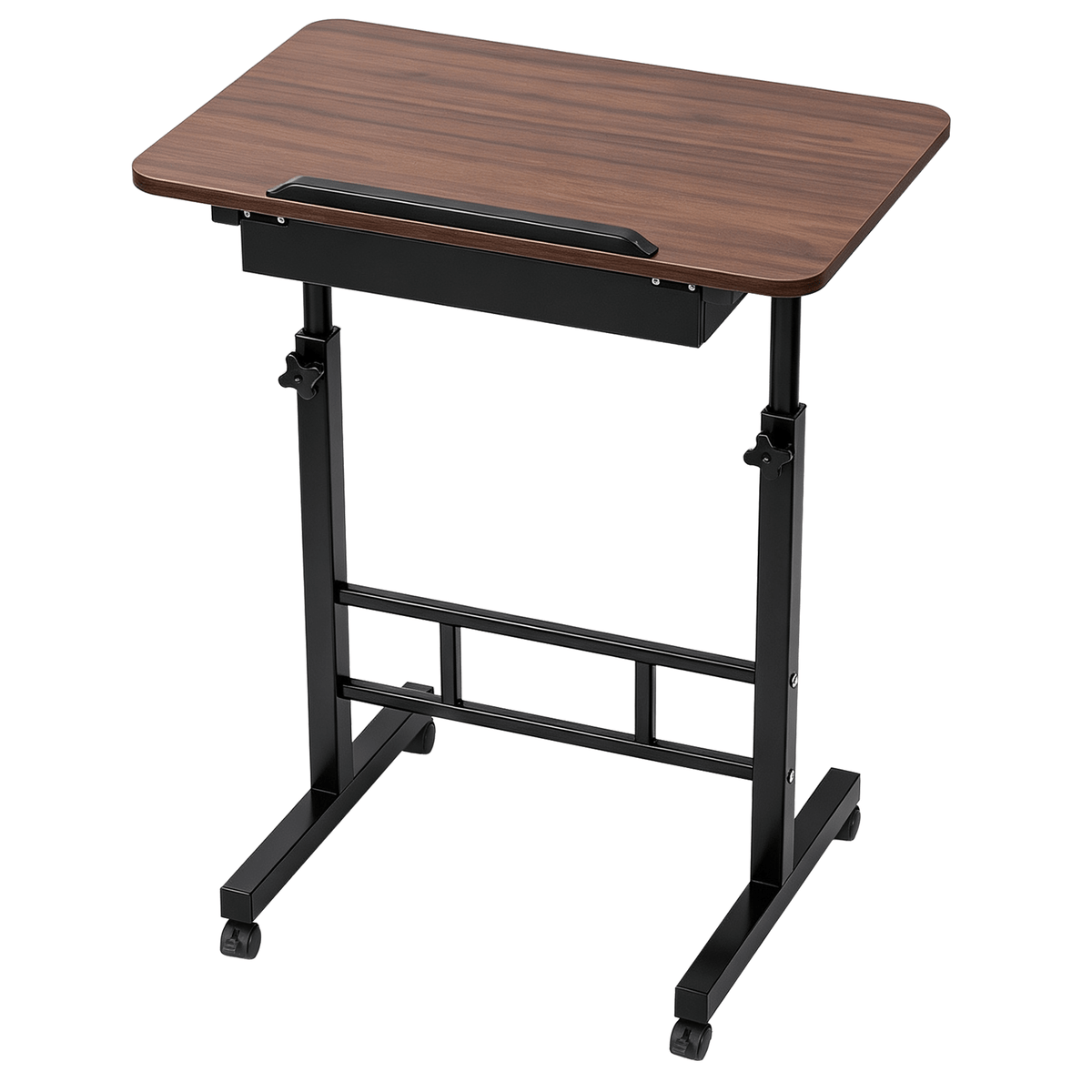 Adjustable Mobile Laptop Desk with Hidden Storage Bedside Table - Walnut - Furniture > Office > Desks - Rivercity House & Home Co. (ABN 18 642 972 209) - Affordable Modern Furniture Australia