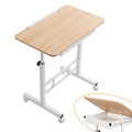 Adjustable Mobile Laptop Desk with Hidden Storage and Tilt Function - Light Wood