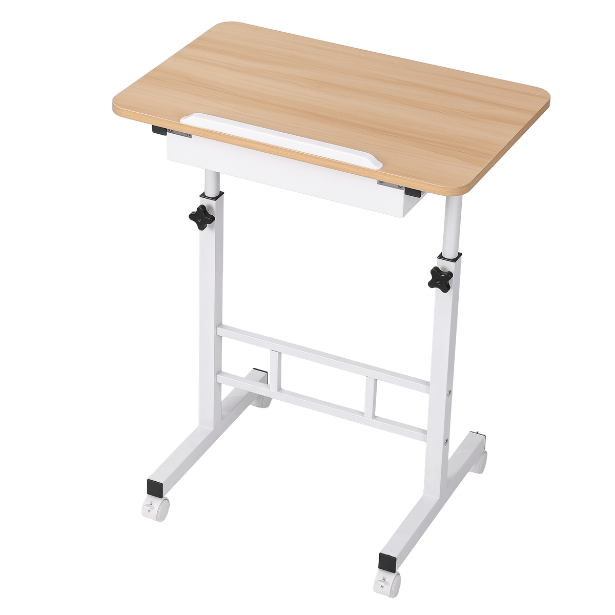Adjustable Mobile Laptop Desk with Hidden Storage Wood Finish - Light Wood - Furniture > Office > Desks - Rivercity House & Home Co. (ABN 18 642 972 209) - Affordable Modern Furniture Australia