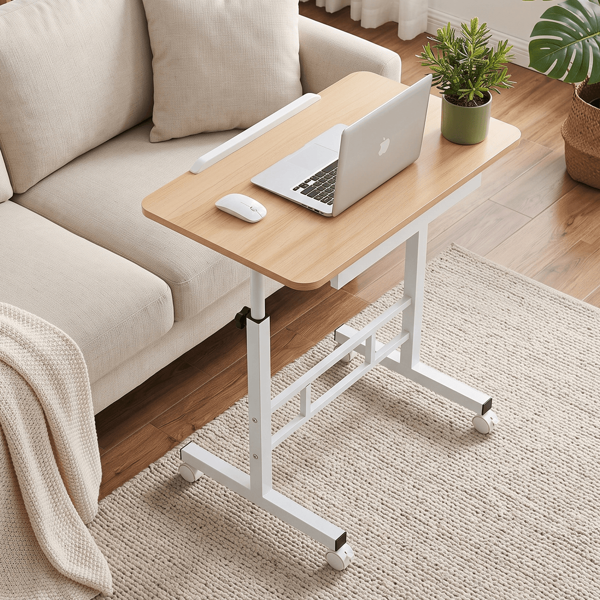 Adjustable Mobile Laptop Desk with Hidden Storage Wood Finish - Light Wood - Furniture > Office > Desks - Rivercity House & Home Co. (ABN 18 642 972 209) - Affordable Modern Furniture Australia