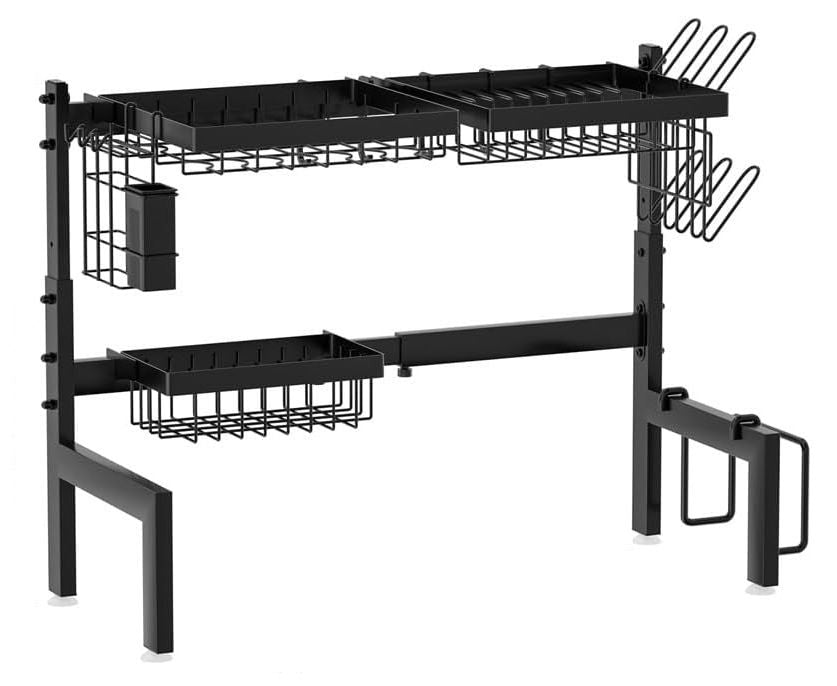 Adjustable Over the Sink Dish Drying Rack with Utensil Holder, Hooks & Cutting Board Rack for Kitchen Counter Storage - Home & Garden > DIY > Kitchen & Bathroom DIY - Rivercity House & Home Co. (ABN 18 642 972 209) - Affordable Modern Furniture Australia