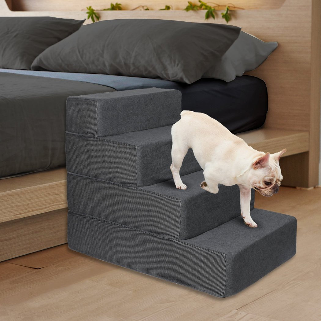 Adjustable Pet Stairs Ramp with Anti - Slip Bottom - Grey - Rivercity House & Home Co. (ABN 18 642 972 209) - Affordable Modern Furniture Australia