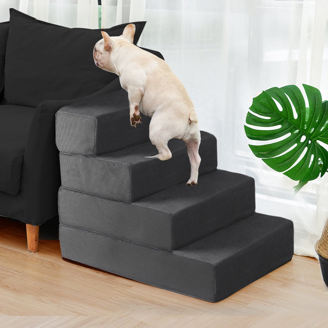 Adjustable Pet Stairs Ramp with Anti - Slip Bottom - Grey - Rivercity House & Home Co. (ABN 18 642 972 209) - Affordable Modern Furniture Australia