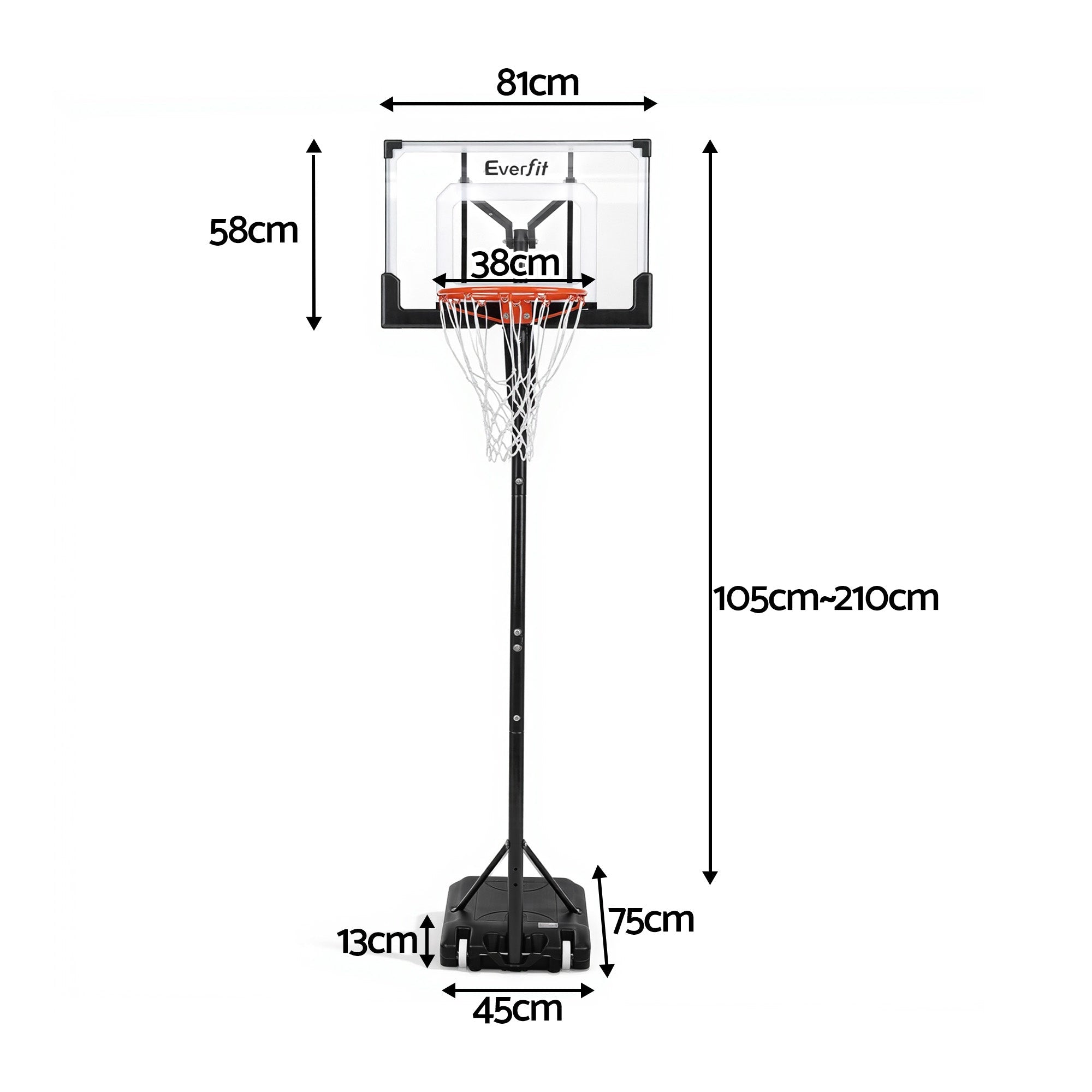 Adjustable Portable Basketball Hoop 1.05M-2.1M Pool Goal System - Outdoor - Sports & Fitness > Ball Sports > Basketball & Basketball Accessories - Rivercity House & Home Co. (ABN 18 642 972 209) - Affordable Modern Furniture Australia