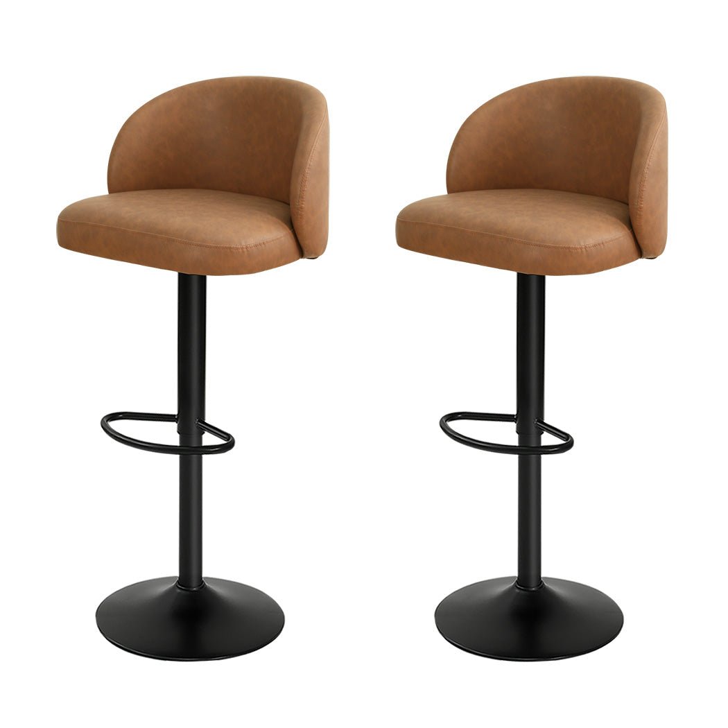 Adjustable PU Leather Bar Stool with Backrest and Swivel - Brown - Rivercity House & Home Co. (ABN 18 642 972 209) - Affordable Modern Furniture Australia