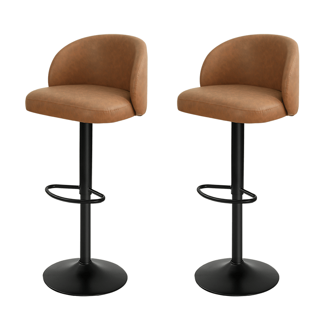 Adjustable PU Leather Bar Stool with Backrest and Swivel - Brown - Rivercity House & Home Co. (ABN 18 642 972 209) - Affordable Modern Furniture Australia