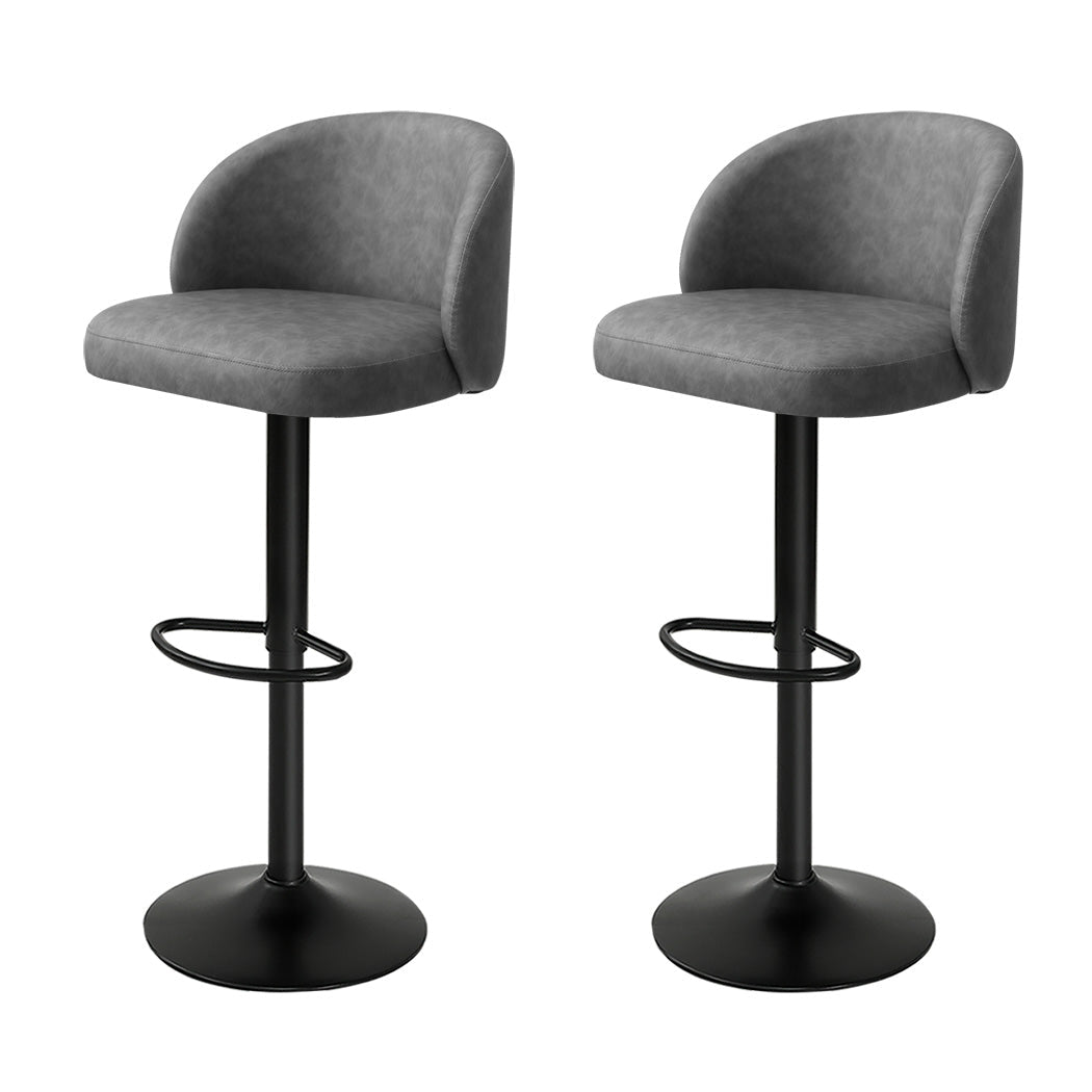 Adjustable PU Leather Bar Stool with Backrest and Swivel - Grey - Rivercity House & Home Co. (ABN 18 642 972 209) - Affordable Modern Furniture Australia