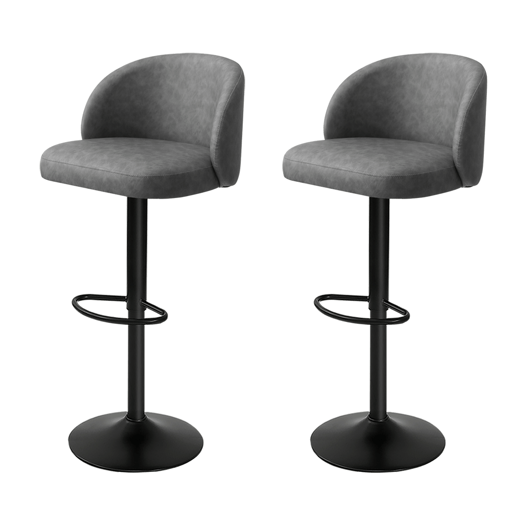 Adjustable PU Leather Bar Stool with Backrest and Swivel - Grey - Rivercity House & Home Co. (ABN 18 642 972 209) - Affordable Modern Furniture Australia