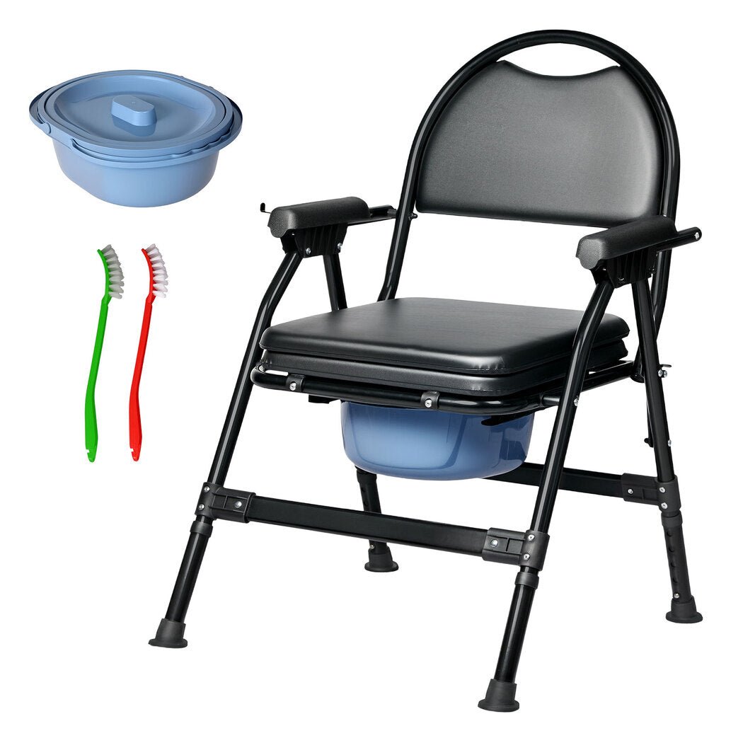 Adjustable Shower Toilet Commode Chair for Elderly, Pregnant & Disability Aid - Black - Rivercity House & Home Co. (ABN 18 642 972 209) - Affordable Modern Furniture Australia