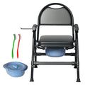 Adjustable Shower Toilet Commode Chair for Elderly, Pregnant & Disability Aid - Black