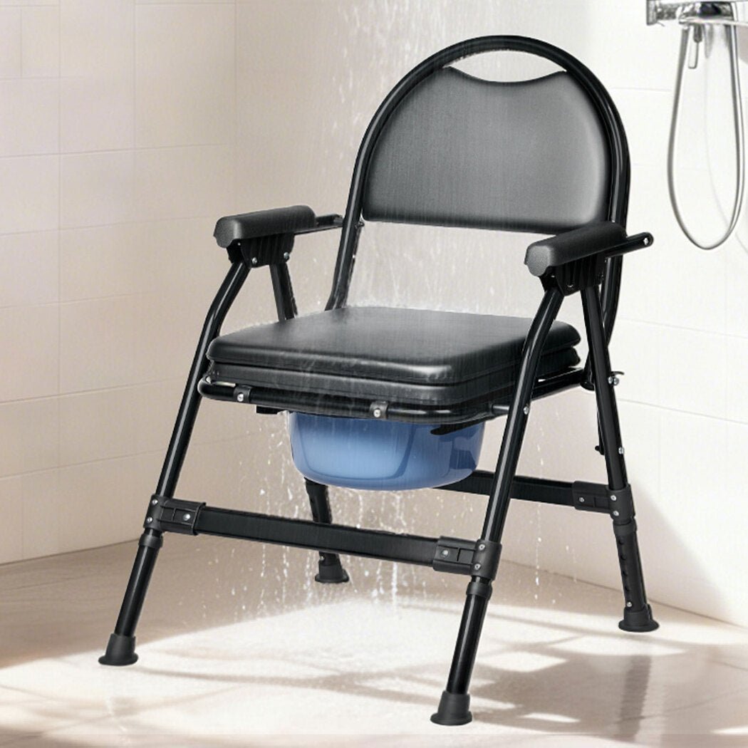 Adjustable Shower Toilet Commode Chair for Elderly, Pregnant & Disability Aid - Black - Rivercity House & Home Co. (ABN 18 642 972 209) - Affordable Modern Furniture Australia