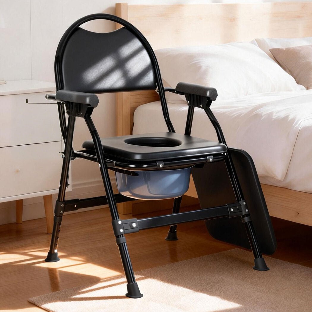 Adjustable Shower Toilet Commode Chair for Elderly, Pregnant & Disability Aid - Black - Rivercity House & Home Co. (ABN 18 642 972 209) - Affordable Modern Furniture Australia